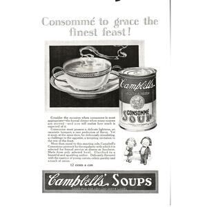 VTG 1925 Campbell's Consomme Soup Kitchen Food Ephemera 1920s Print Ad Near Mint